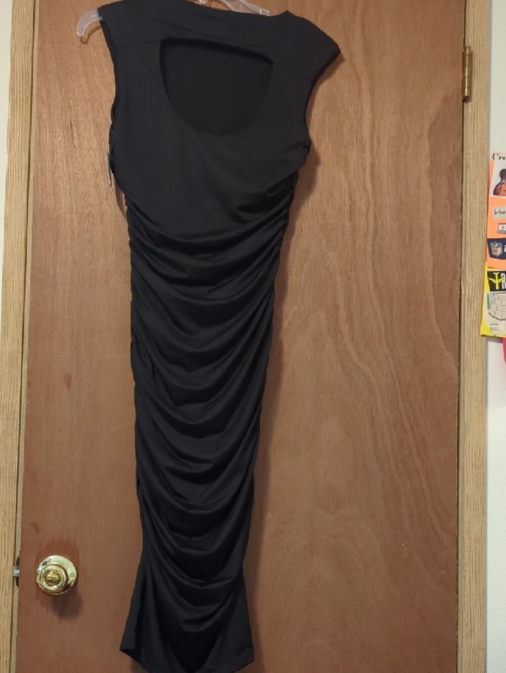 Sleeveless Black Midi Dress with Ruched Side Detail - Picture 9 of 16